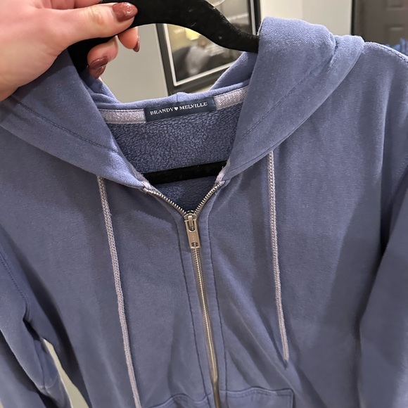 Brandy Melville Blue Zip-Up Hoodie - Picture 3 of 5